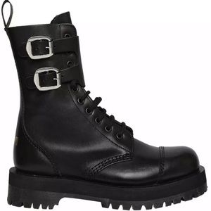 RARE NWT POP BOY Italy Black Leather Biker Boot